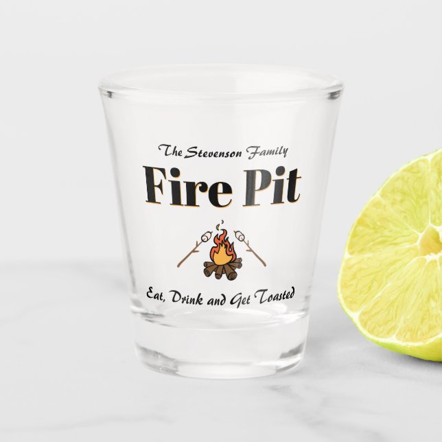 Vaso De Chupito Funny Family Name Fire Pit Personalizado (Anverso)