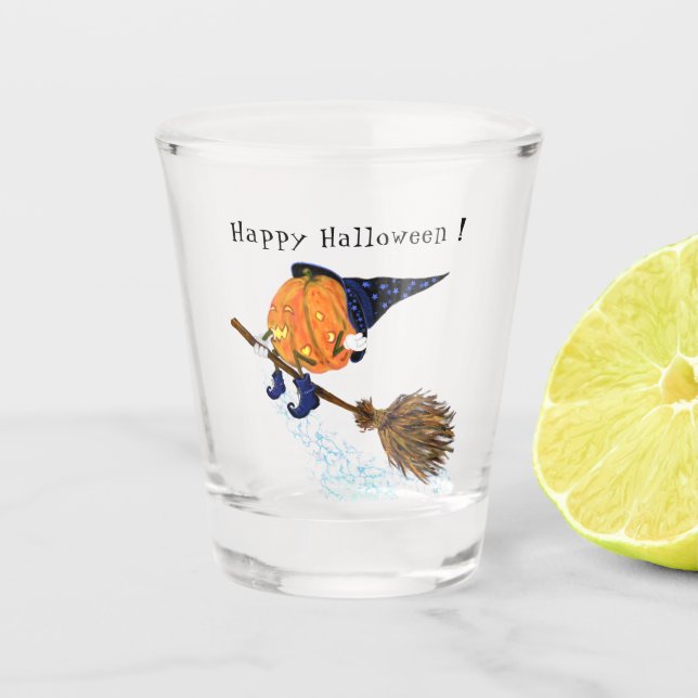 Vaso De Chupito Funny Halloween Calabaza de Brujas de Vidrio Fland (Anverso)