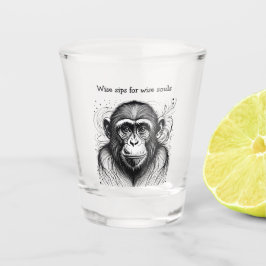 Vaso De Chupito Funny Monkey Black White Ink Personalizado