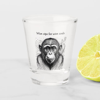 Vaso De Chupito Funny Monkey Black White Ink Personalizado