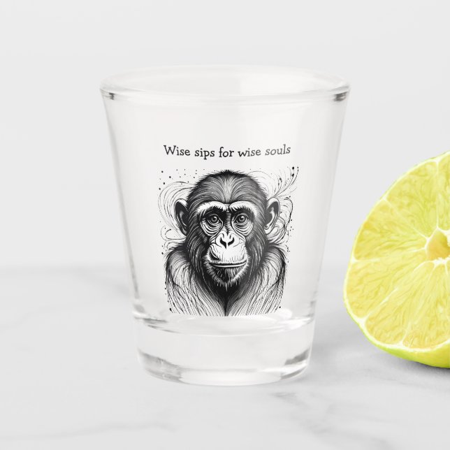 Vaso De Chupito Funny Monkey Black White Ink Personalizado (Anverso)