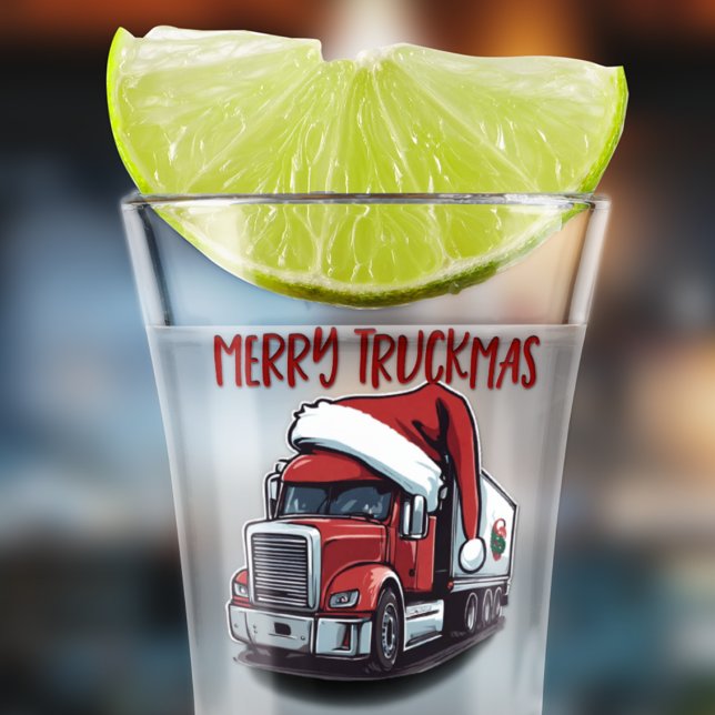 Vaso De Chupito Funny Navidades Semi Transport Truckmas (Merry Truckmas! A transport themed stocking stuffer.)