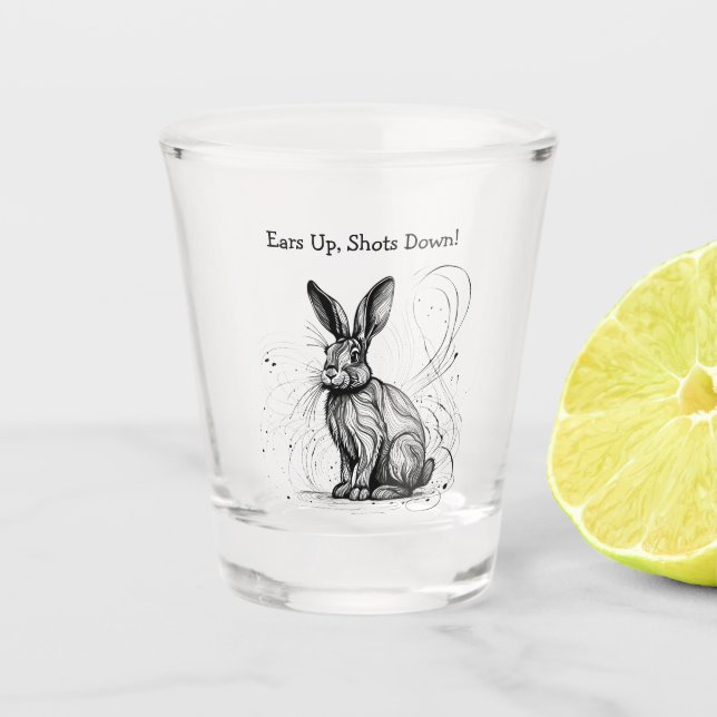 Vaso De Chupito Funny Rabbit Black White Ink Personalizado (Anverso)