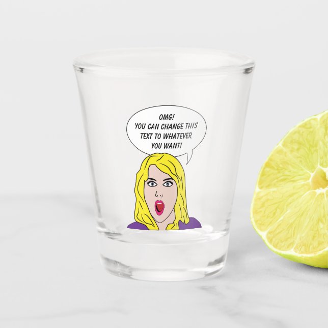 Vaso De Chupito FUNNY RETRO WOMAN personalizado texto (Anverso)