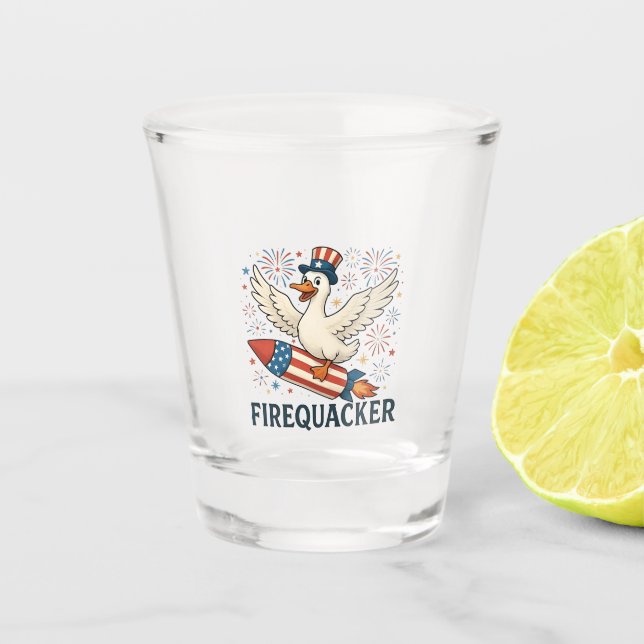 Vaso De Chupito Funny Rubber Duck Estados Unidos Patriotic Firequa (Anverso)