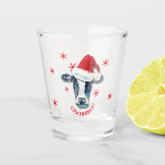 Vaso De Chupito Funny Santa Cow Cowabunga Navidades (Anverso)