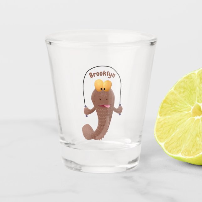 Vaso De Chupito Funny skipping mudskipper fish cartoon (Anverso)