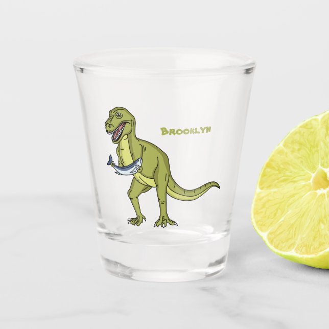 Vaso De Chupito Funny T rex dinosaur ilustracion (Anverso)