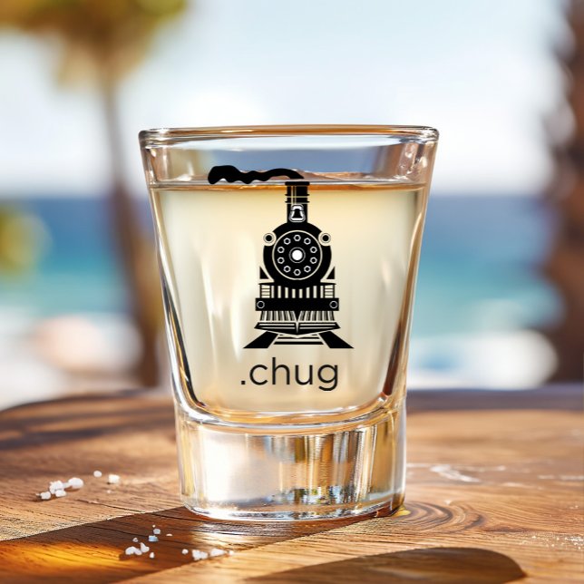 Vaso De Chupito Funny Train Chug Choo Choo (A funny train shot glass with the word chug from the Cheeky Sippers collection.)