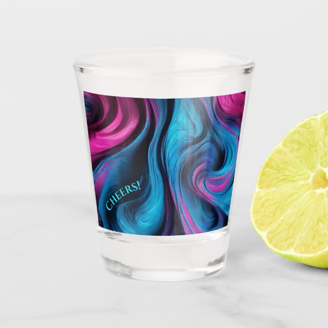 Vaso De Chupito Gafas Fiestas modernas-azul y rosa- (Anverso)