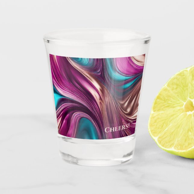 Vaso De Chupito Gafas Fiestas modernas-turquesa magenta y oro- (Anverso)