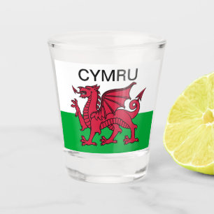 Vaso De Chupito Gales dragón rojo galés Cymru Bandera Viaje 