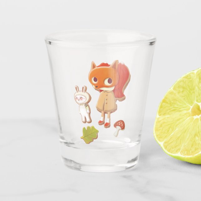 Vaso De Chupito Galletas con decoración de animales de madera (Anverso)