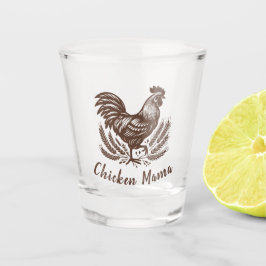Vaso De Chupito Gallina Mama Avícola Granjero de Huevos Marrón