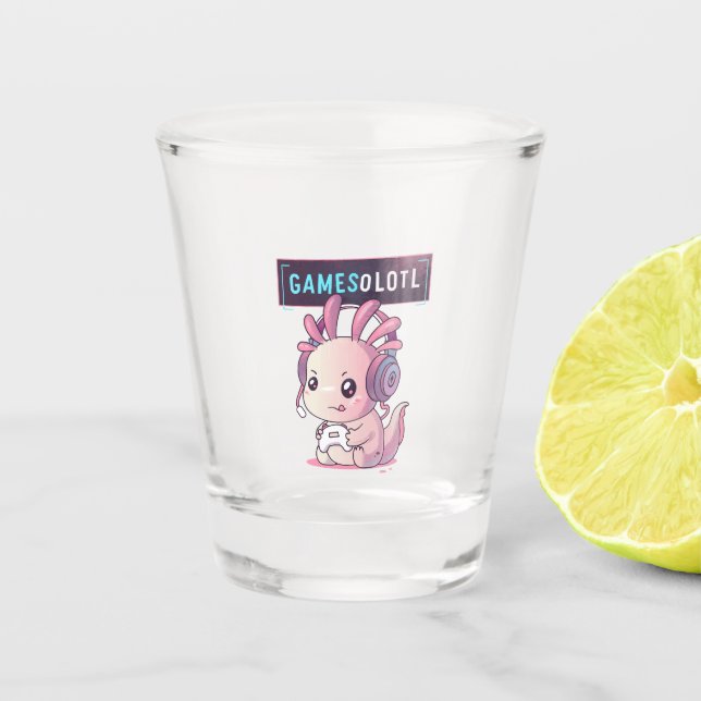 Vaso De Chupito Gamesolotl - Jugador de Axolotl (Anverso)