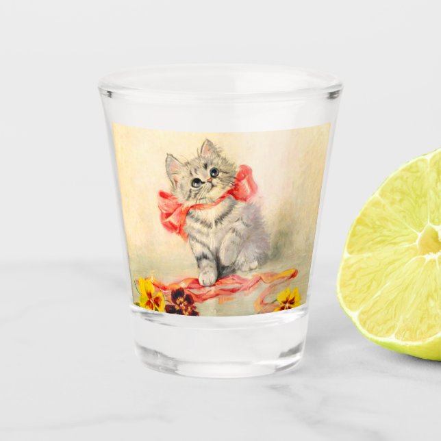 Vaso De Chupito Gatito con cinta roja (Anverso)