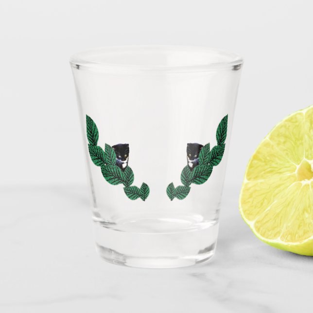 Vaso De Chupito Gatitos con hojas (Anverso)