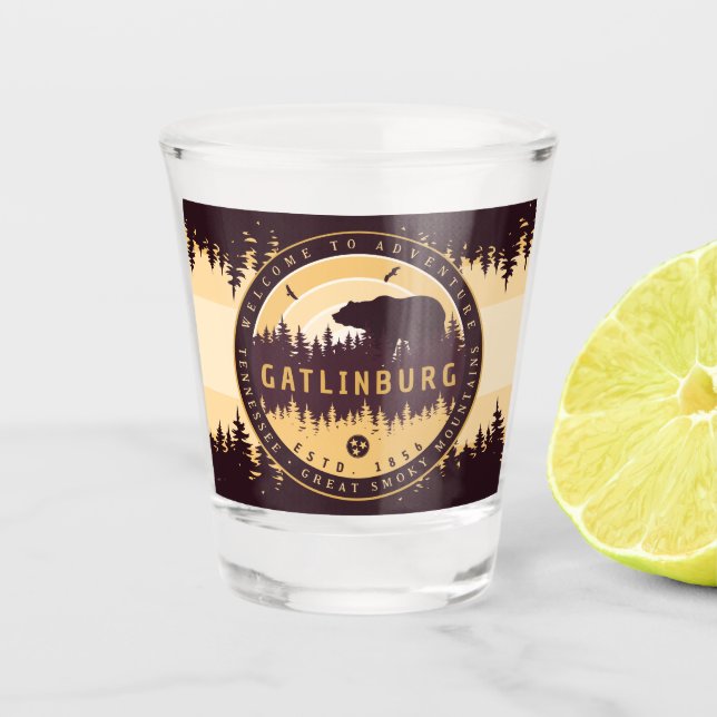 Vaso De Chupito Gatlinburg Tennessee Bear Pine Trees Naturaleza (Anverso)