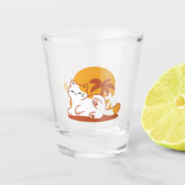 Vaso De Chupito Gato Adorable relajante al sol - Mascota de verano