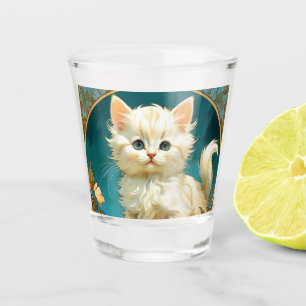 Vaso De Chupito Gato blanco Alphonse Mucha Art Nouveau