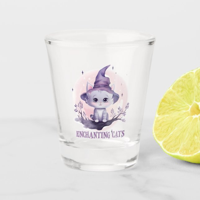 Vaso De Chupito Gato de bruja encantador (Anverso)