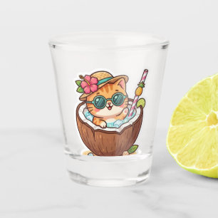 Vaso De Chupito Gato de coco kawaii lentes de sol BSticker de vera