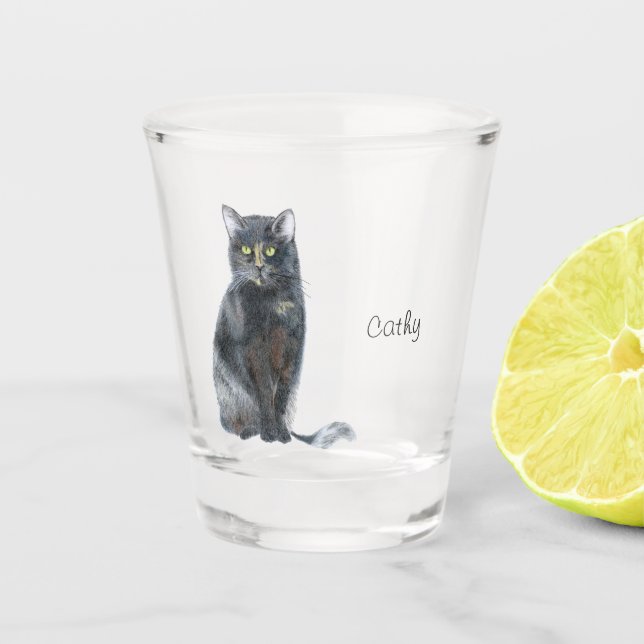 Vaso De Chupito Gato de vidrio (Anverso)