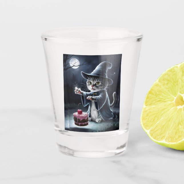 Vaso De Chupito Gato en Halloween. (Anverso)