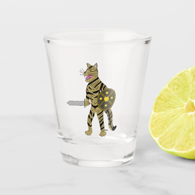 Vaso De Chupito Gato guerrero (Anverso)