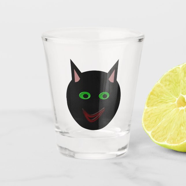 Vaso De Chupito Gato negro de Halloween (Anverso)