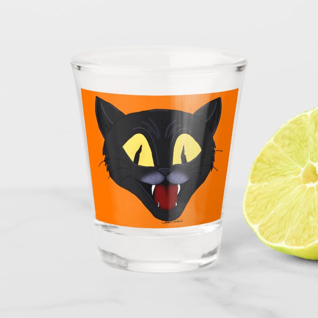 Vaso De Chupito Gato negro de Halloween (Anverso)