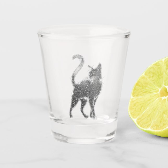 Vaso De Chupito Gato negro de vidrio (Anverso)