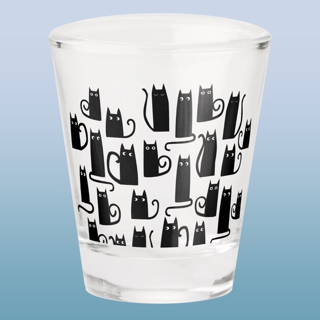Vaso De Chupito Gato negro divertido (Fun lucky black cat shot glass for animal lovers)