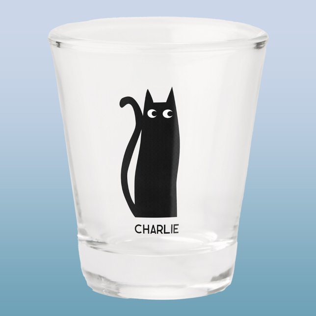 Vaso De Chupito Gato negro personalizado (Cat personalized shot glass)