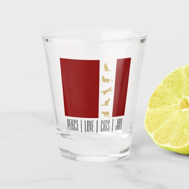 Vaso De Chupito Gato Rojo Blanco Dorado Navidad Moderna (Anverso)