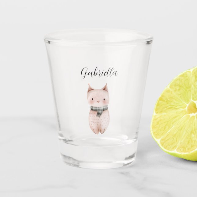 Vaso De Chupito Gato Rosa (Anverso)