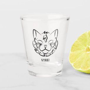 Vaso De Chupito Gato tribal negro y blanco