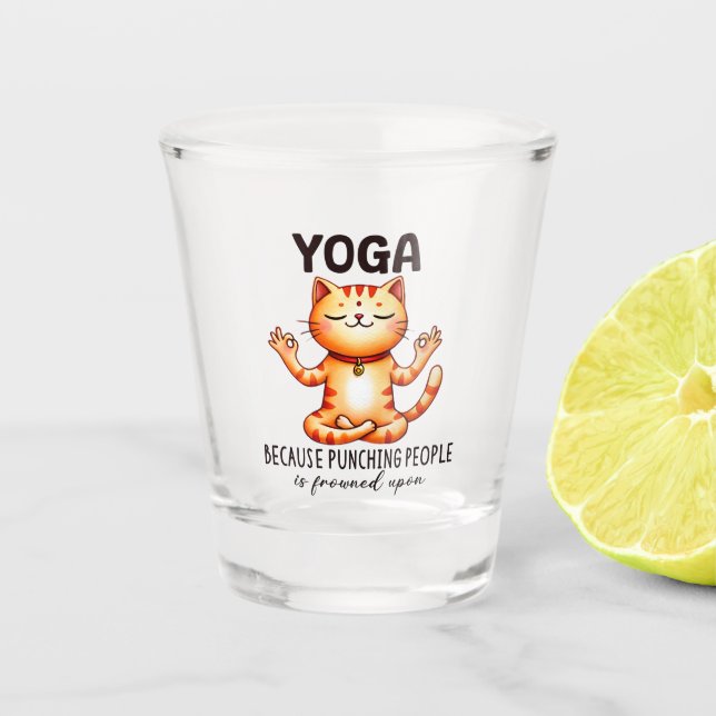 Vaso De Chupito Gato Yoga Pose - Gracioso Yoga (Anverso)