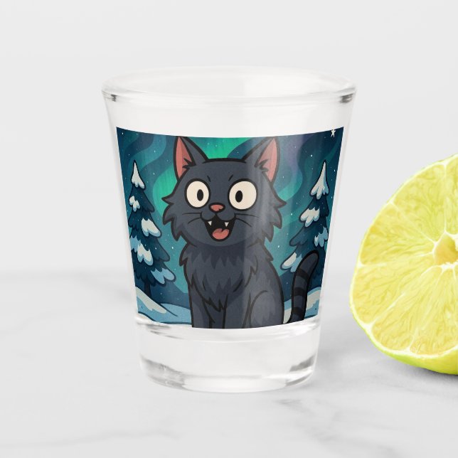 Vaso De Chupito Gato Yule navideño islandés (Anverso)