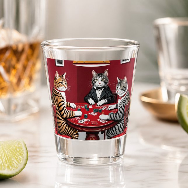 Vaso De Chupito Gatos atigrados jugando al póquer (Subido por el creador)