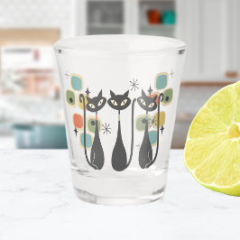 Vaso De Chupito Gatos atómicos negros retro de mediados del siglo
