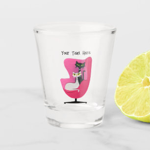 Vaso De Chupito Gatos estilo mediados de siglo collares de diamant