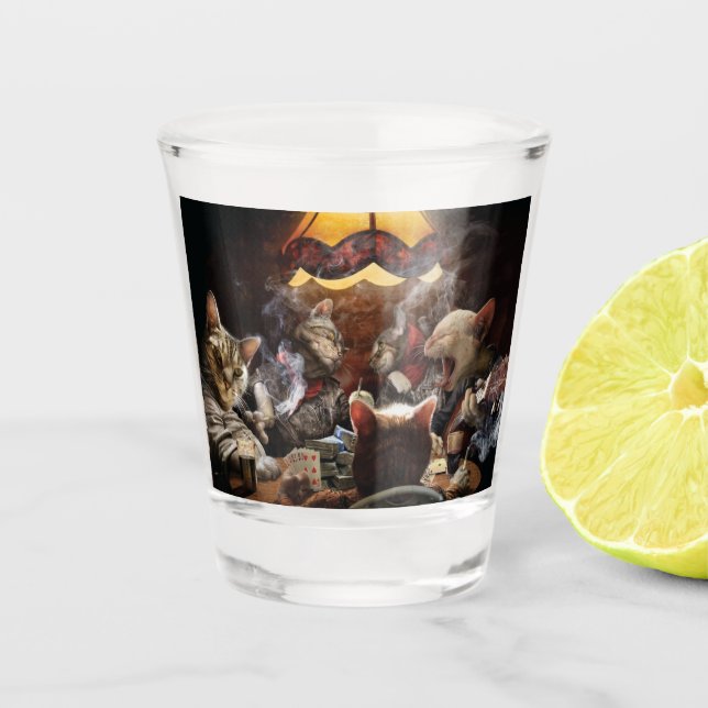 Vaso De Chupito Gatos jugando al póquer (Anverso)