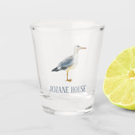 Vaso De Chupito Gaviota de playa en acuarela personalizada