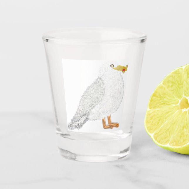 Vaso De Chupito Gaviota feliz moderna con papas fritas (Anverso)
