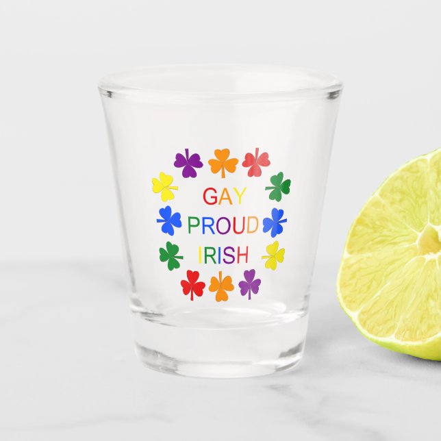 Vaso De Chupito Gay Proud Irlandés LGBT Rainbow Shamrock (Anverso)
