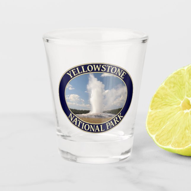 Vaso De Chupito Géiser de la vieja fe en el parque nacional de Yel (Anverso)