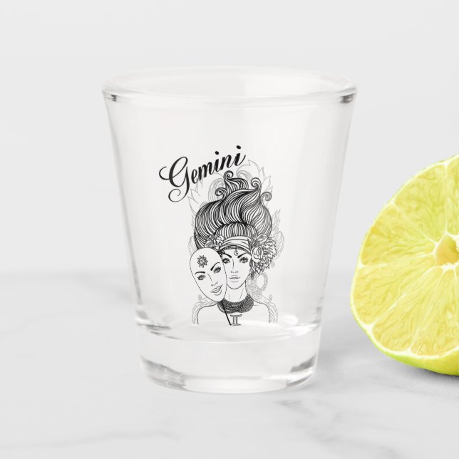 Vaso De Chupito Gemini Masked Lady Zodiac Glass (Anverso)