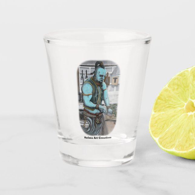 Vaso De Chupito Genie Cocina Magia Fantasía Arte Vidrio Calentado (Anverso)
