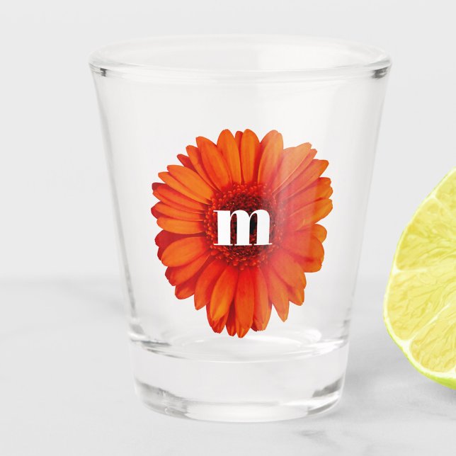 Vaso De Chupito Gerbera Daisy Monograma Inicial (Subido por el creador)